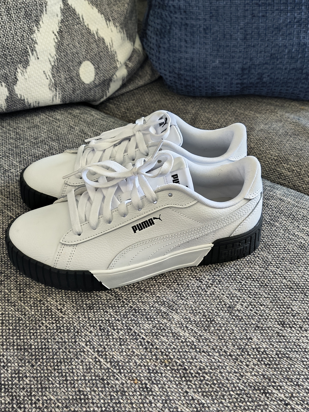 PUMA Women's White Sneakers with Black Sole